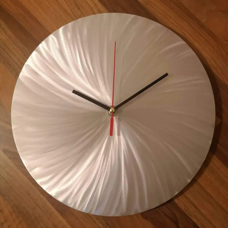 Minimalist Wall Clock in Silver Silent Movement Christopher Henderson