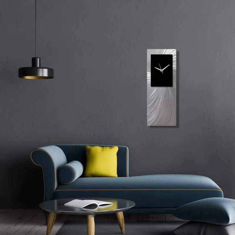 Minimalist Wall Clock Titled "Hyperion" (Black Edition) - Modern Elements Metal Art - MEC308B4