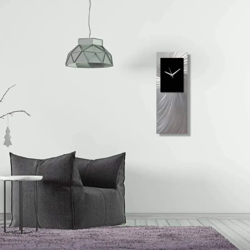 Minimalist Wall Clock Titled "Hyperion" (Black Edition) - Modern Elements Metal Art - MEC308B4