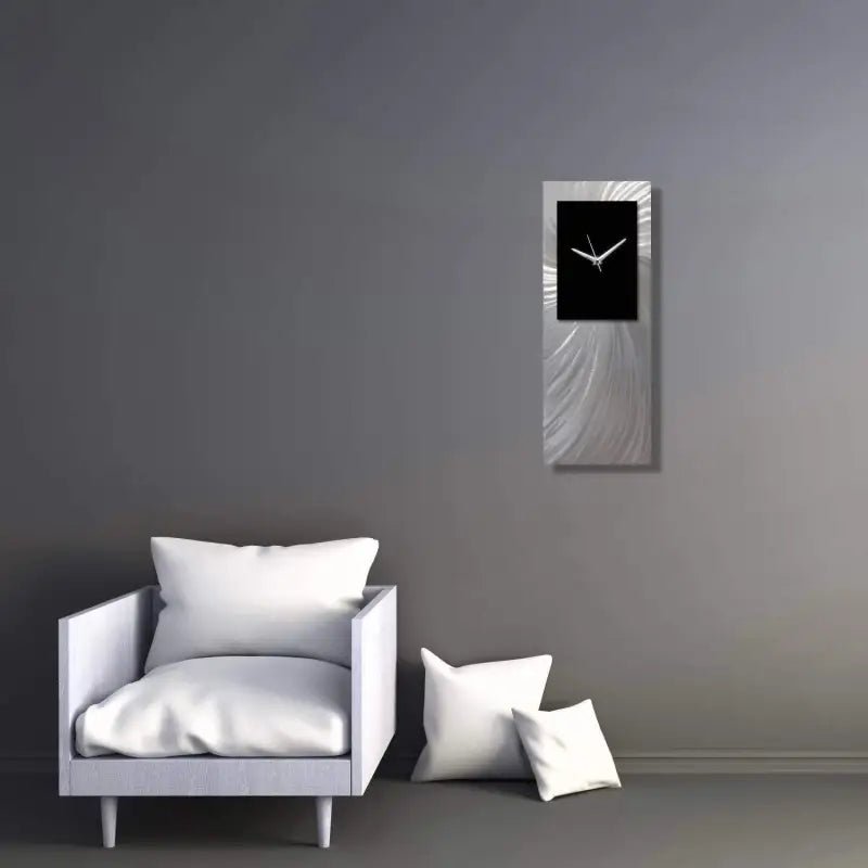 Minimalist Wall Clock Titled "Hyperion" (Black Edition) - Modern Elements Metal Art - MEC308B4