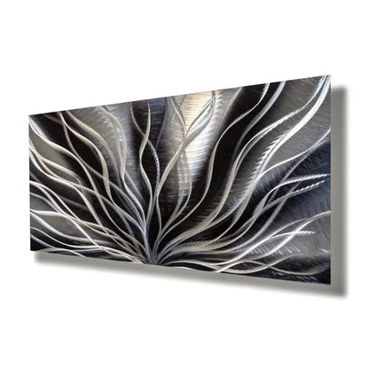 Modern Black Wall Art Titled InBloom - Modern Elements Metal Art - MA376377K
