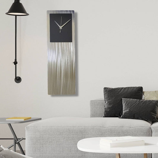 Modern Clock Silver Metal Wall Art Abstract Sculpture Unique Home Decor - Modern Elements Metal Art - ME3553G0