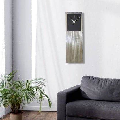 Modern Clock Silver Metal Wall Art Abstract Sculpture Unique Home Decor - Modern Elements Metal Art - ME3553G0