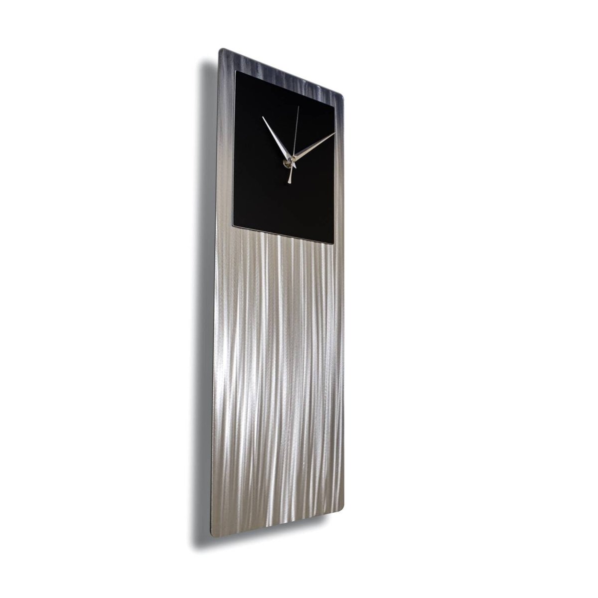 Modern Clock Silver Metal Wall Art Abstract Sculpture Unique Home Decor - Modern Elements Metal Art - ME3553G0