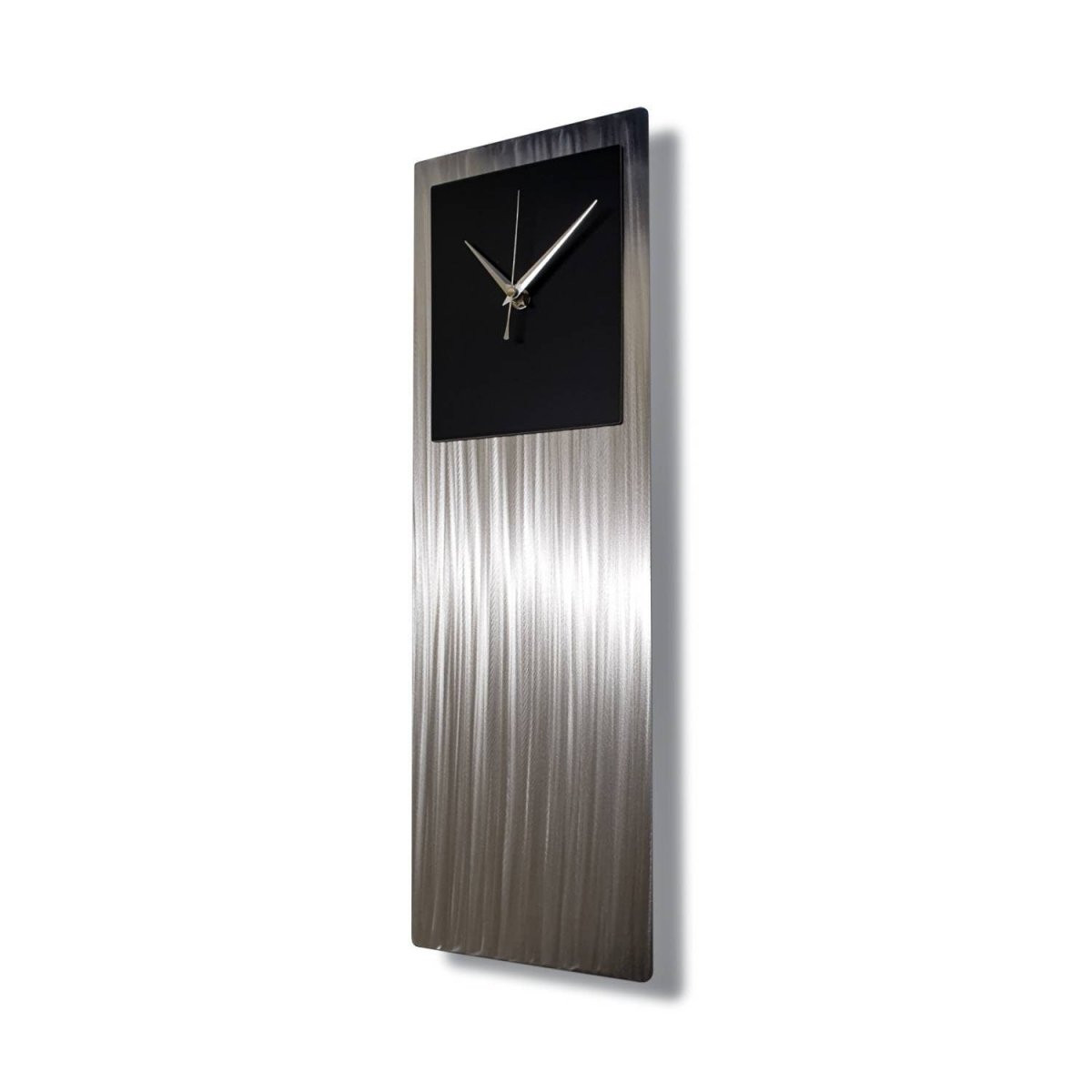 Modern Clock Silver Metal Wall Art Abstract Sculpture Unique Home Decor - Modern Elements Metal Art - ME3553G0