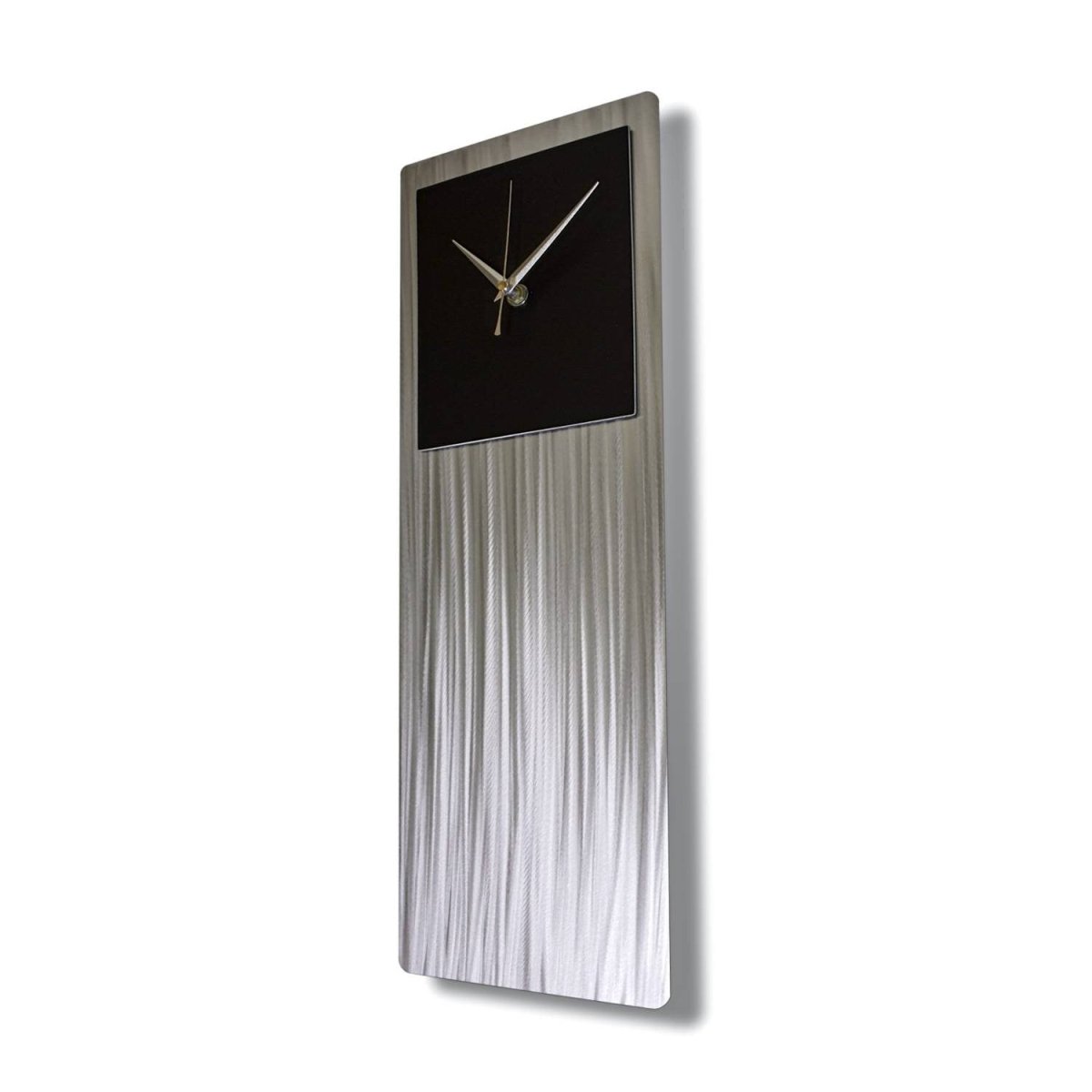 Modern Clock Silver Metal Wall Art Abstract Sculpture Unique Home Decor - Modern Elements Metal Art - ME3553G0