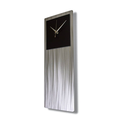 Modern Clock Silver Metal Wall Art Abstract Sculpture Unique Home Decor - Modern Elements Metal Art - ME3553G0