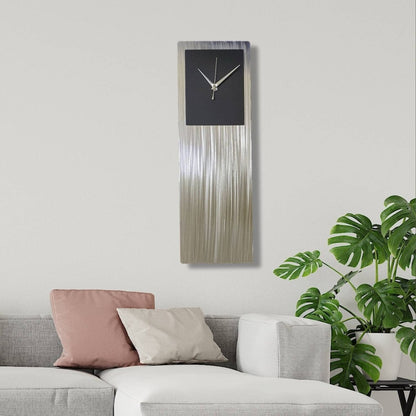 Modern Clock Silver Metal Wall Art Abstract Sculpture Unique Home Decor - Modern Elements Metal Art - ME3553G0