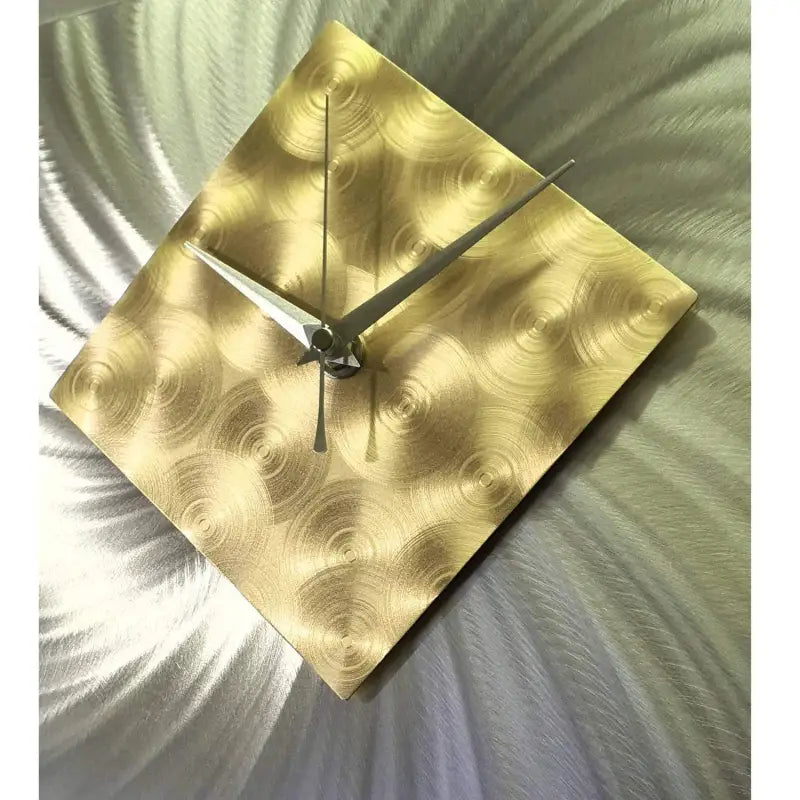 Modern Wall Clock Titled "Alpha" (Gold & Silver Edition) - Modern Elements Metal Art