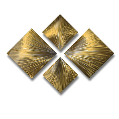 Modern Gold Metal Wall Art Set – Contemporary 4 - Piece Sculpture for Stylish Home Decor - Modern Elements Metal Art - ME7263992