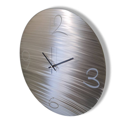 Modern Large Metal Wall Clock – Minimalist Silver Wall Art & Unique Home Decor Gift - Modern Elements Metal Art - ME64U68H