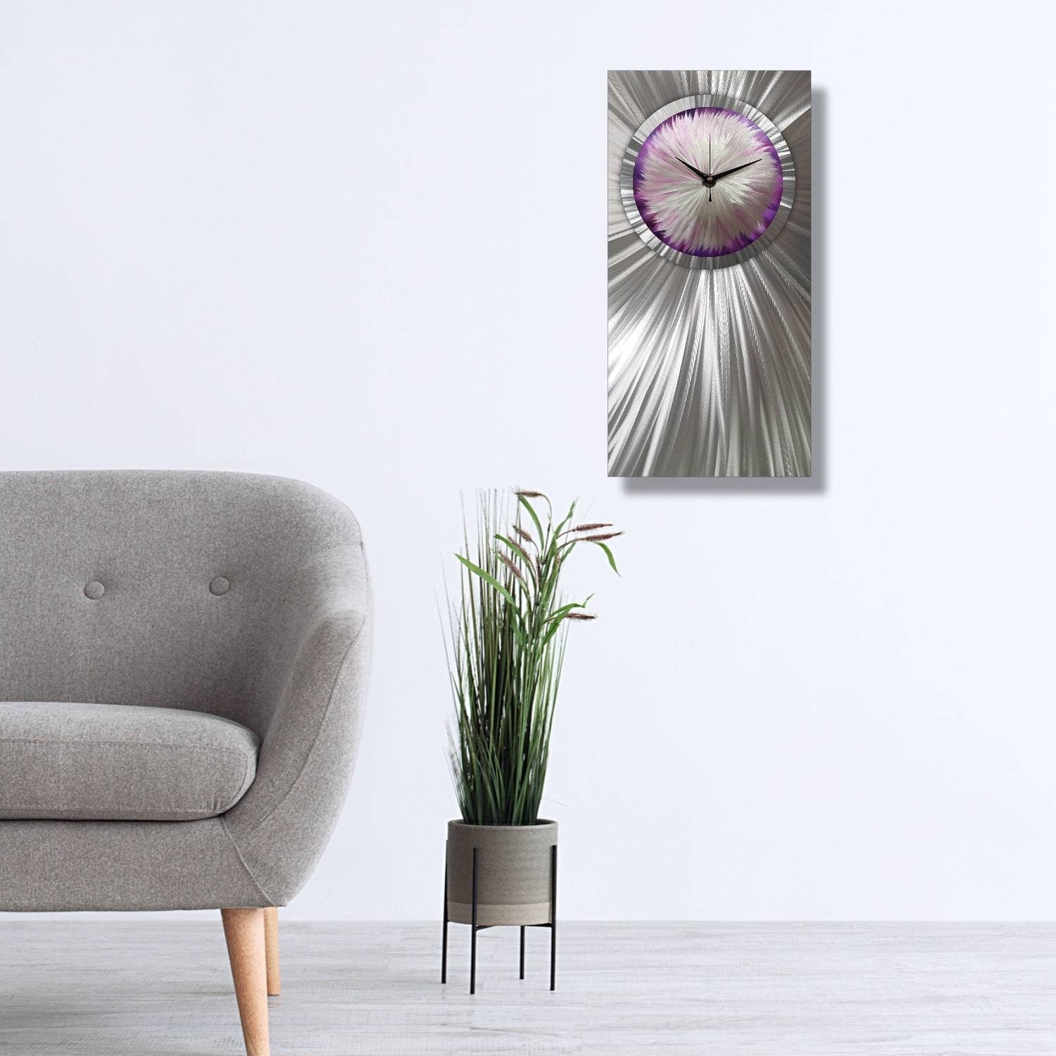 Modern Metal Clock Titled Florence Bloom - Modern Elements Metal Art