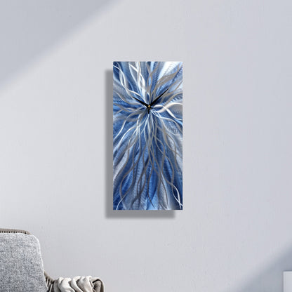 Modern Navy Blue Metal Wall Clock Titled Radiation - Modern Elements Metal Art - INC94466