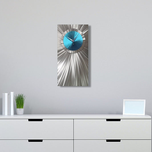 Modern Rectangular Wall Clock Unique Metal Art Timepiece - Modern Elements Metal Art - INV27298