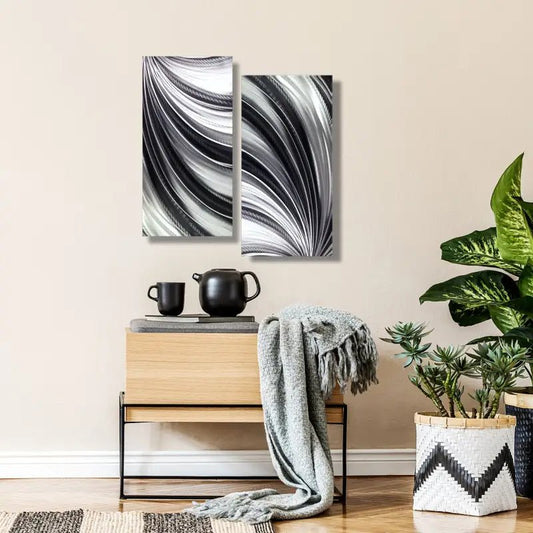 Modern Wall Art Decor Titled "Saphena" (Set of 2) - Modern Elements Metal Art - 39827566