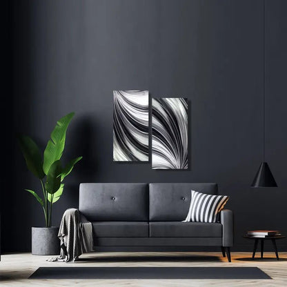 Modern Wall Art Decor Titled "Saphena" (Set of 2) - Modern Elements Metal Art - 39827566