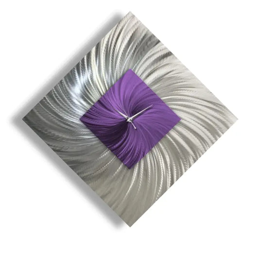 Modern Wall Clock Titled ’Methone’ £149.99 Passive Purple and Silver Christopher Henderson