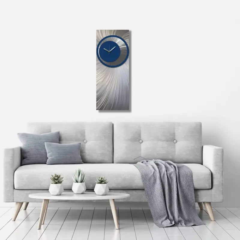 Modern Wall Clock Titled "Synergy" (Navy Blue Edition) - Modern Elements Metal Art