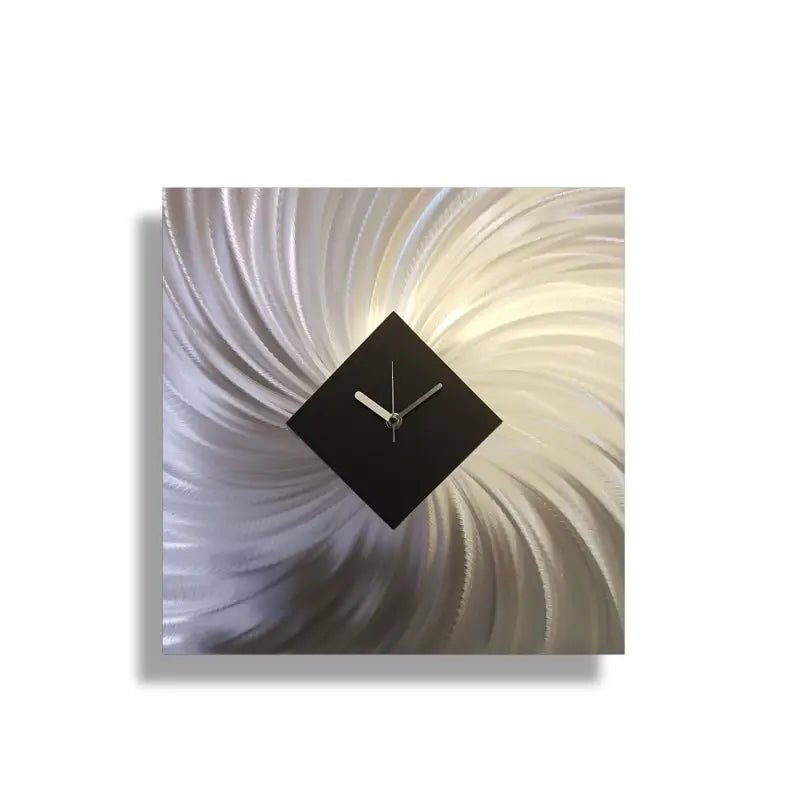 Modern Wall Clock Titled "Vortex" (Black Edition) - Modern Elements Metal Art - MC80027JF
