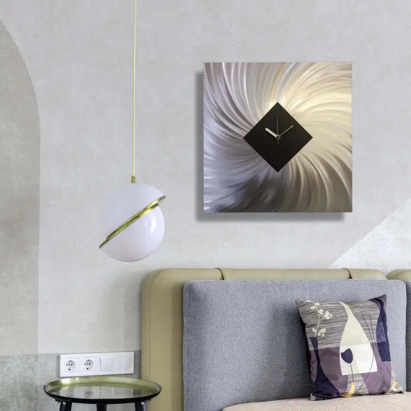 Modern Wall Clock Titled "Vortex" (Black Edition) - Modern Elements Metal Art - MC80027JF
