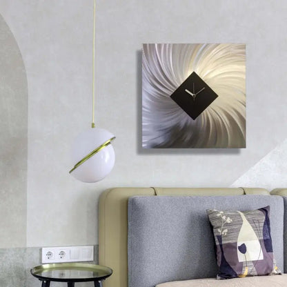 Modern Wall Clock Titled "Vortex" (Black Edition) - Modern Elements Metal Art - MC80027JF