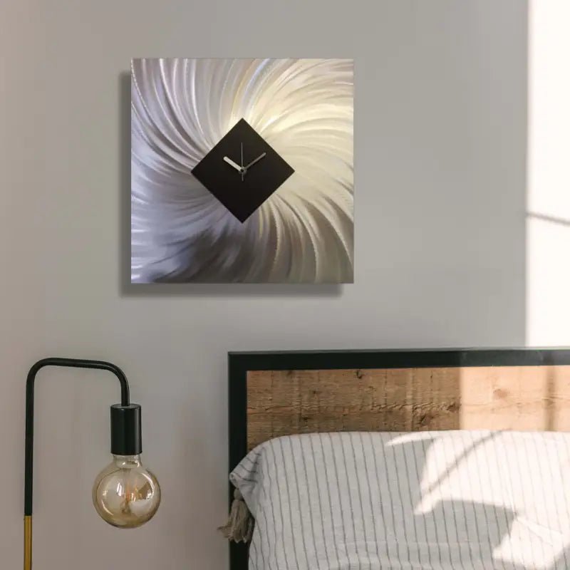 Modern Wall Clock Titled "Vortex" (Black Edition) - Modern Elements Metal Art - MC80027JF