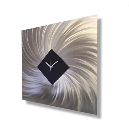 Modern Wall Clock Titled "Vortex" (Black Edition) - Modern Elements Metal Art - MC80027JF