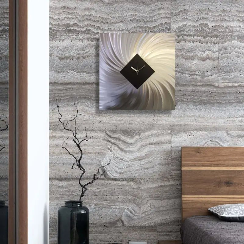 Modern Wall Clock Titled "Vortex" (Black Edition) - Modern Elements Metal Art - MC80027JF