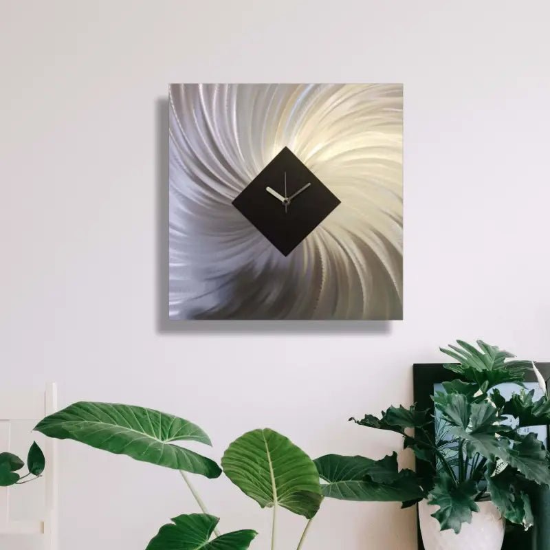 Modern Wall Clock Titled "Vortex" (Black Edition) - Modern Elements Metal Art - MC80027JF