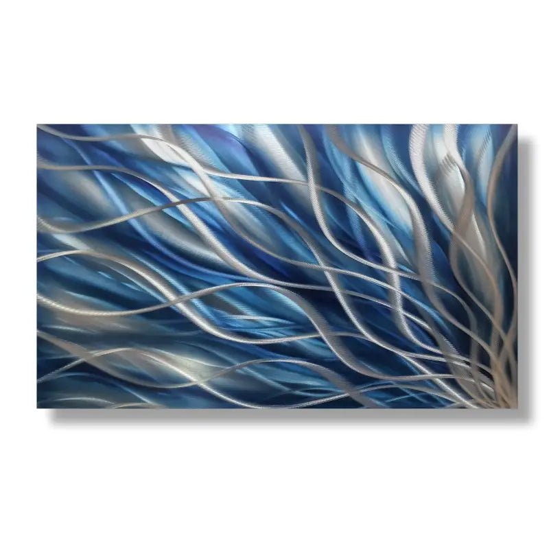Navy Abstract Wall Art Titled "Kosmosis" (Landscape Navy Blue Edition) - Modern Elements Metal Art - ME4652335SX