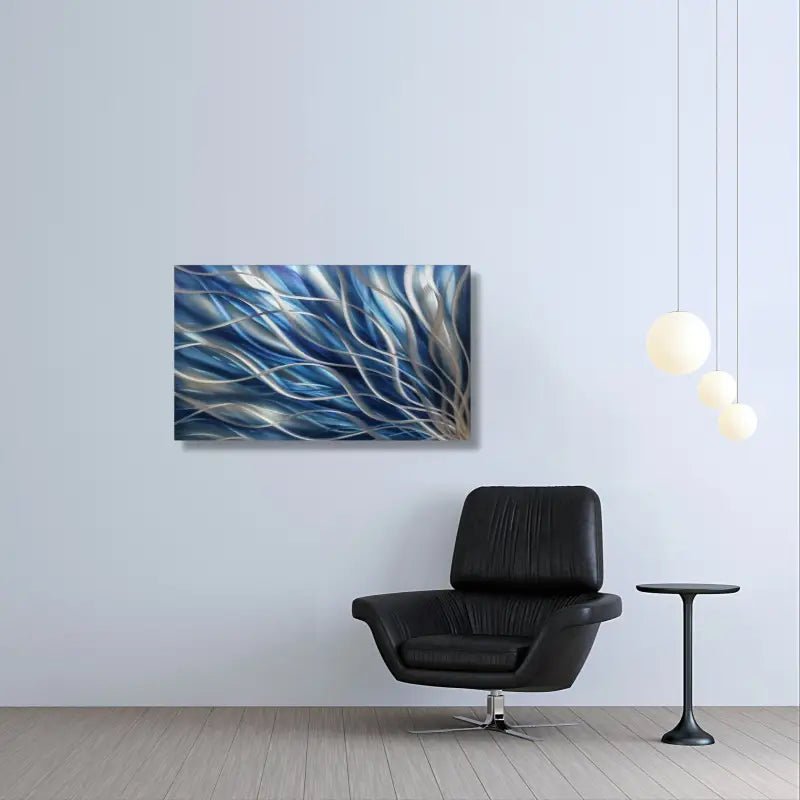 Navy Abstract Wall Art Titled "Kosmosis" (Landscape Navy Blue Edition) - Modern Elements Metal Art - ME4652335SX