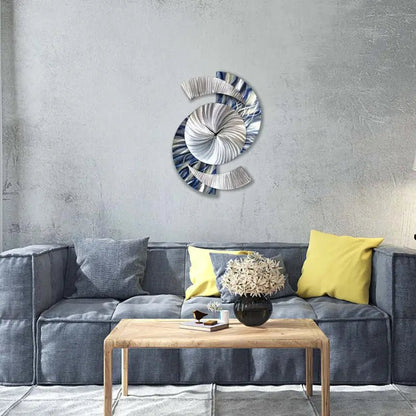 Navy Art Clock Titled "Elliptical - Modern Elements Metal Art - ME982629
