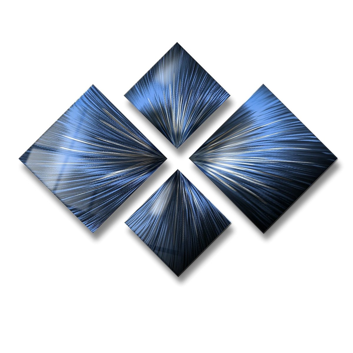 Navy Blue Metal Wall Art – Modern 4 - Piece Wall Set – Abstract Gallery Decor for Home - Modern Elements Metal Art - ME72639923