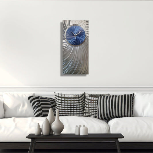 Navy Blue Modern Wall Clock Titled Neptune - Modern Elements Metal Art - ME0377225