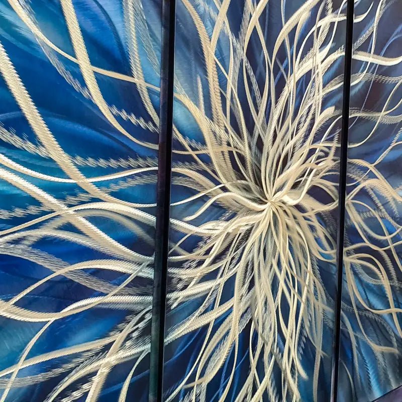 Navy Blue Wall Art Titled "Radiation" (Set of 3) - Modern Elements Metal Art - ME4652181SX