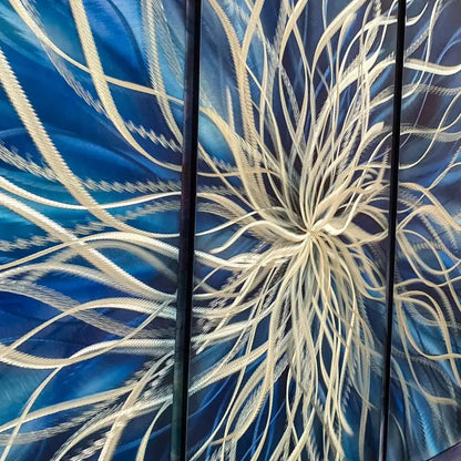 Navy Blue Wall Art Titled "Radiation" (Set of 3) - Modern Elements Metal Art - ME4652181SX