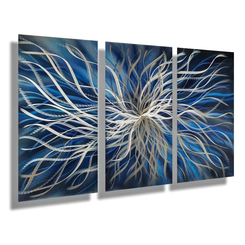 Navy Blue Wall Art Titled "Radiation" (Set of 3) - Modern Elements Metal Art - ME4652181SX