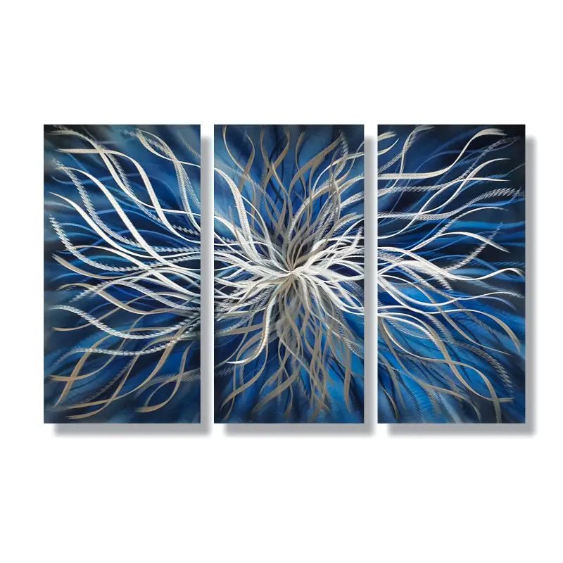 Navy Blue Wall Art Titled "Radiation" (Set of 3) - Modern Elements Metal Art - ME4652181SX