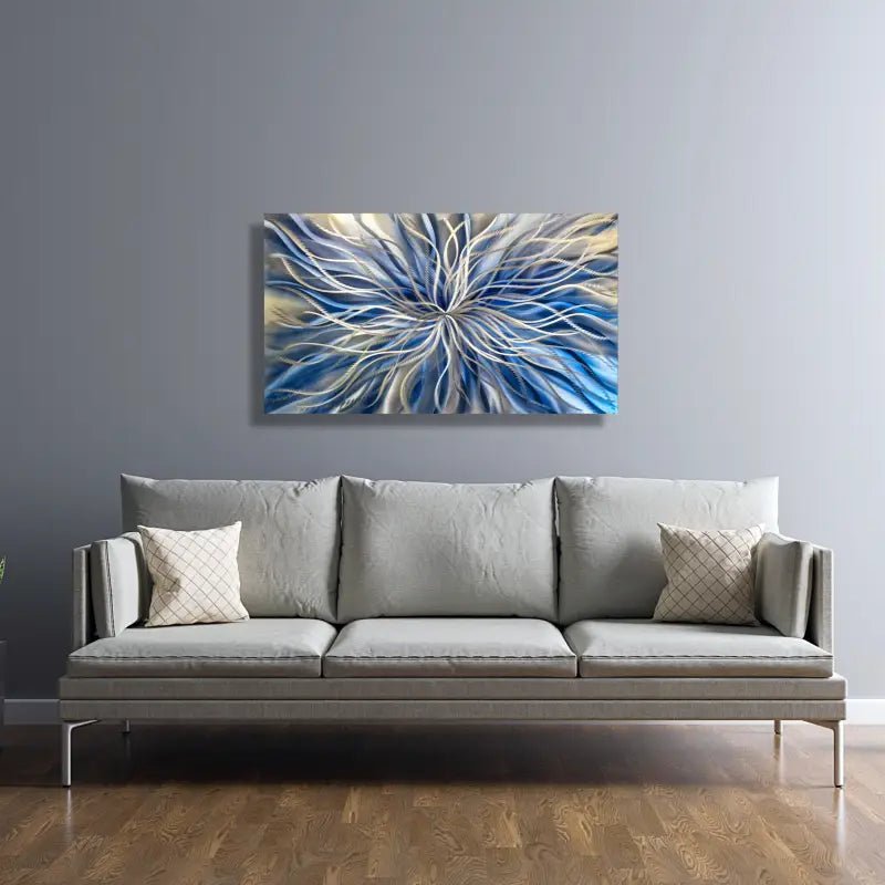 Navy Blue Wall Art Titled "Radiation" - Modern Elements Metal Art - 76542678