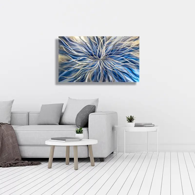 Navy Blue Wall Art Titled "Radiation" - Modern Elements Metal Art - 76542678