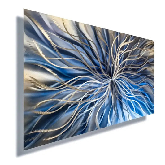 Navy Blue Wall Art Titled "Radiation" - Modern Elements Metal Art - 76542678