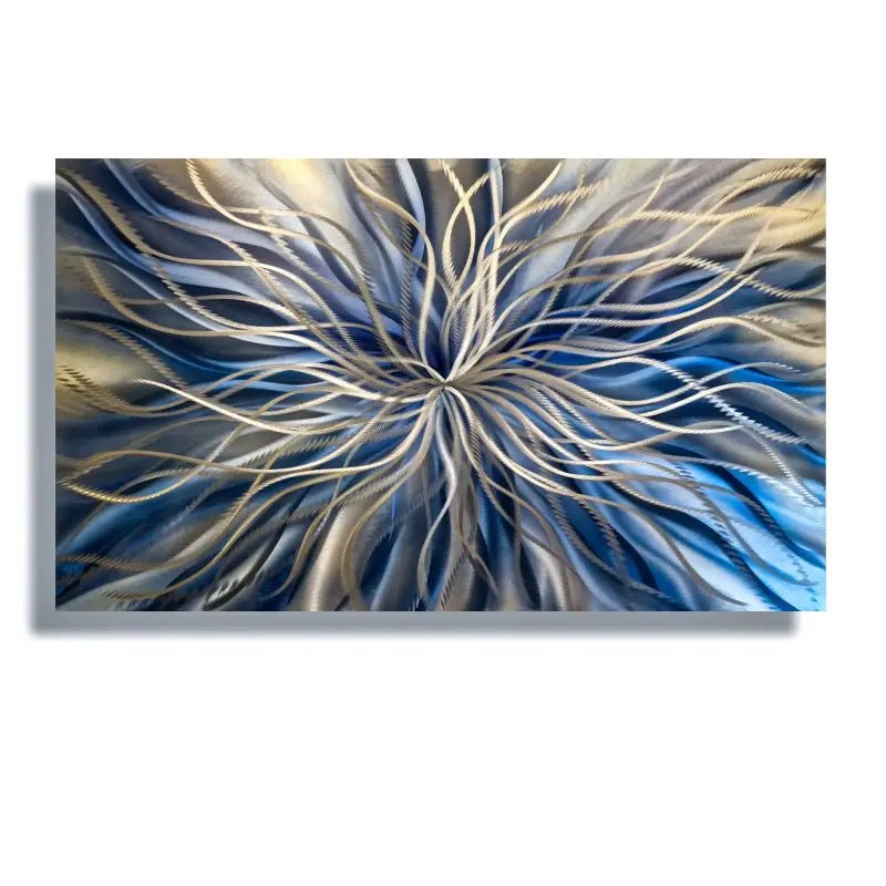 Navy Blue Wall Art Titled "Radiation" - Modern Elements Metal Art - 76542678