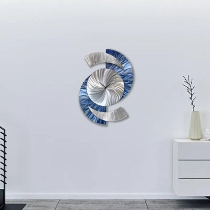 Navy Blue Wall Clock Titled "Elliptical" - Modern Elements Metal Art - 47857856824