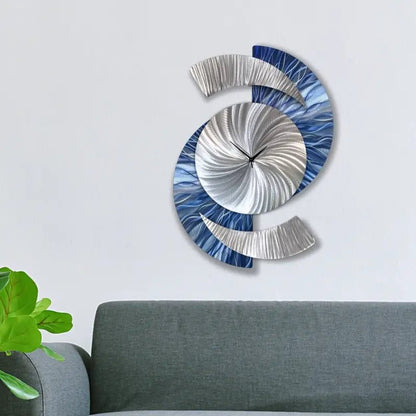 Navy Blue Wall Clock Titled "Elliptical" - Modern Elements Metal Art - 47857856824