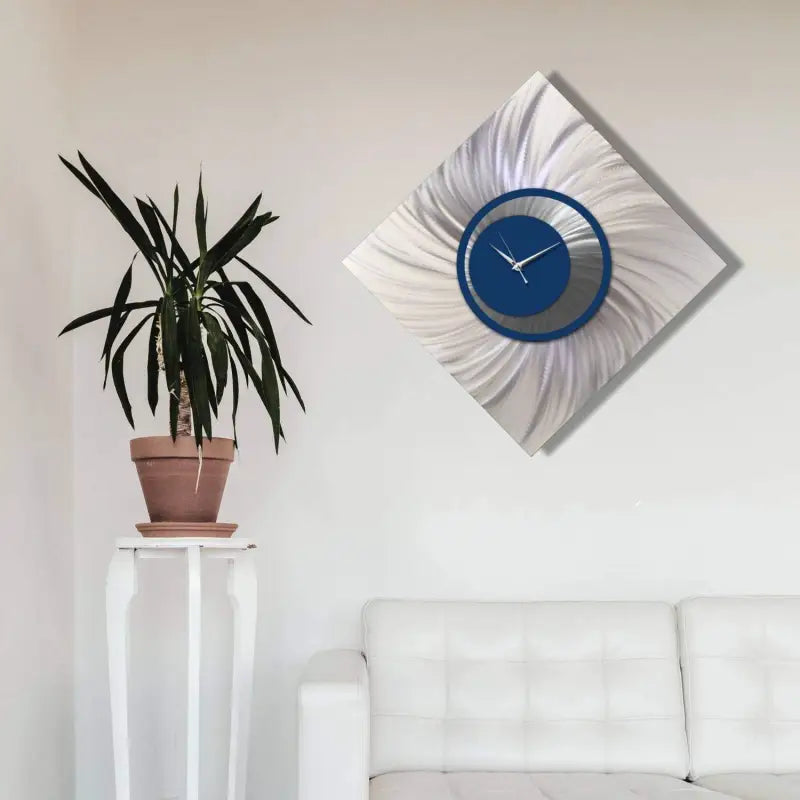 Navy Blue Wall Clock Titled "Orthodox" - Modern Elements Metal Art