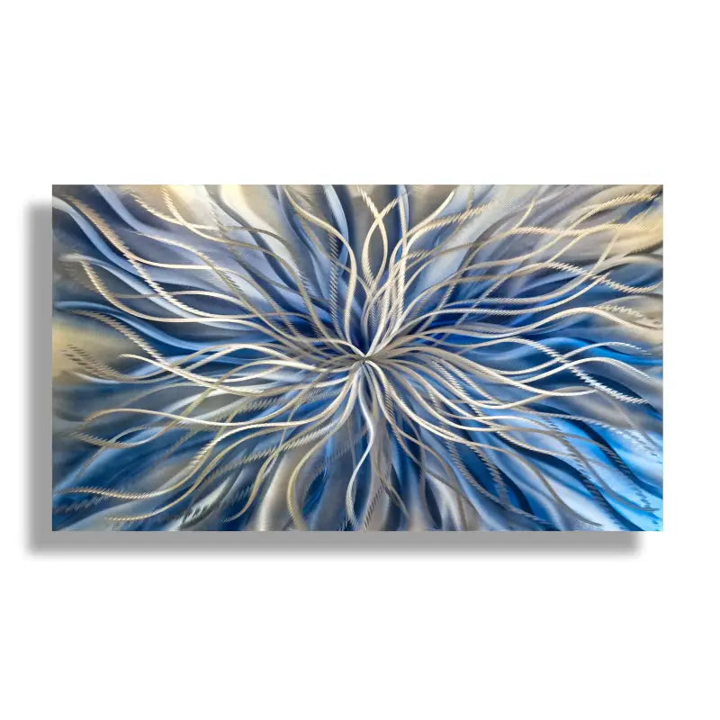 Navy Blue Wall Decor Metal Art Abstract Paintings Modern Elements