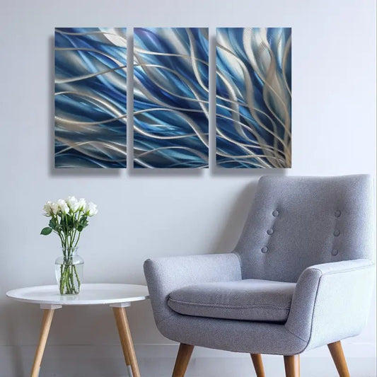 Navy Blue Wall Decor Titled "Kosmosis" - Modern Elements Metal Art - ME46545H