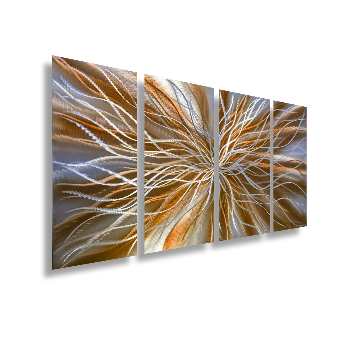 Orange Large Metal Wall Art – Set of 4 Abstract Wall Sculptures – Modern Gallery Decor - Modern Elements Metal Art - INV63762SX
