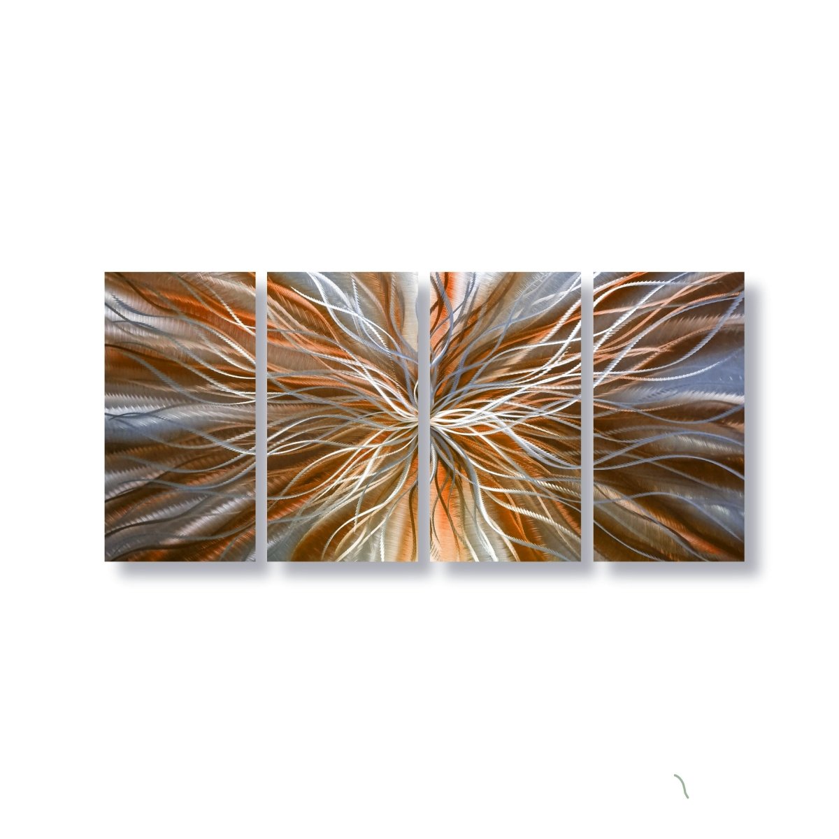 Orange Large Metal Wall Art – Set of 4 Abstract Wall Sculptures – Modern Gallery Decor - Modern Elements Metal Art - INV63762SX
