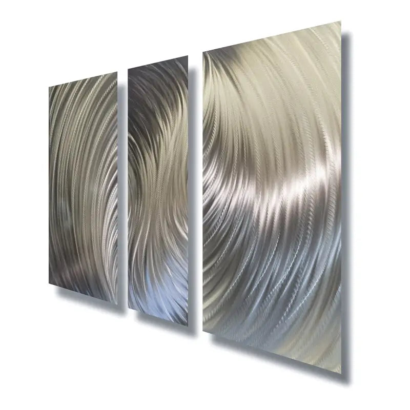 Silver Metal Wall Art Titled "Zeus" (Set of 3) - Modern Elements Metal Art